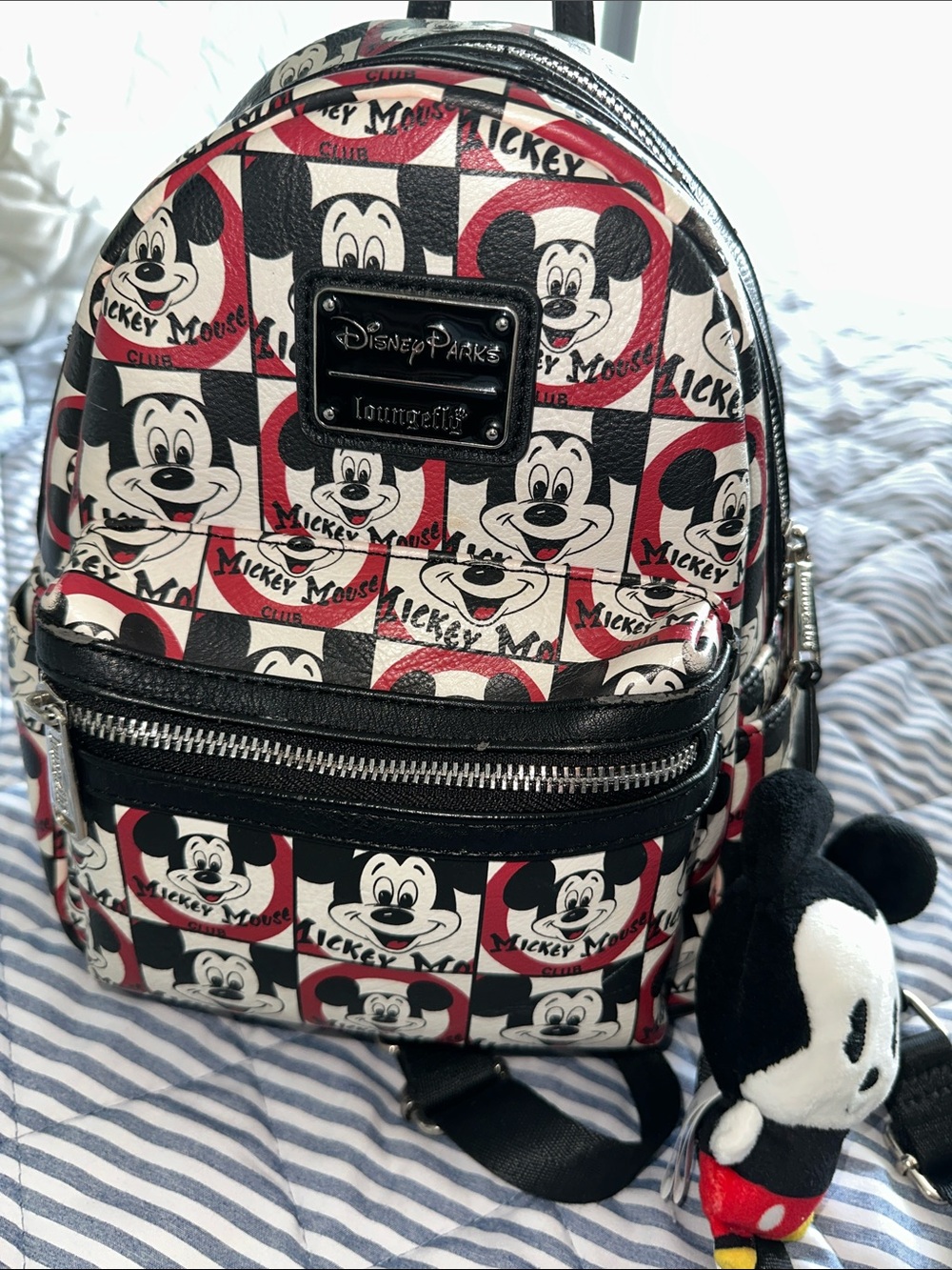 Disney Loungefly Mickey Mouse Club Mini Backpack in Black, White & Red